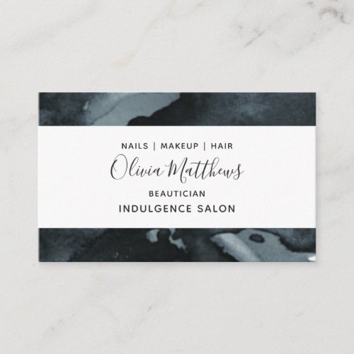 Nocturnal Floral Watercolor Navy Gray Social Media Business Card