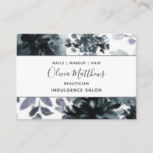 Nocturnal Floral Watercolor Navy Social Media Business Card