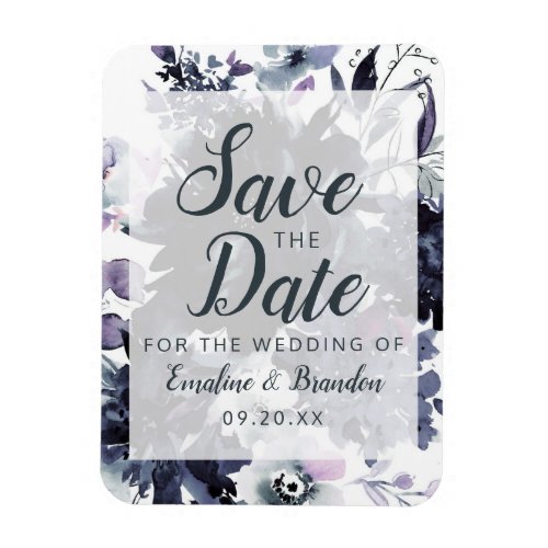 Nocturnal Floral Watercolor Trendy Save the Date Magnet