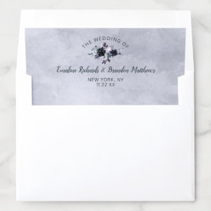 Nocturnal Floral Watercolor Wedding Monogram Envelope Liner