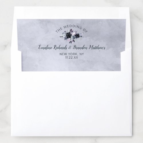 Nocturnal Floral Watercolor Wedding Monogram Envelope Liner