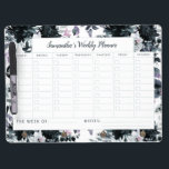 Nocturnal Floral Watercolor Weekly To-Do Planner Dry Erase Board With Keychain Holder<br><div class="desc">Flower Pattern with Boho Hand Painted Flowers, Feathers, and Plenty of colorful Gray, Navy Blue, Dusty Blue, Mauve Pink, Lavender Purple, Silver, and Charcoal leaves and foliage. With Hand Drawn Line elements, Swirly Hand Lettered Fonts and Stylish Silver Glitter Frame & Typography - Photography Studio, Hair Salon, Shop Boutique, etc...</div>