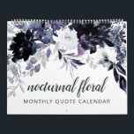 Nocturnal Floral Watercolor Your Custom Quotes Calendar<br><div class="desc">Flower Pattern with Boho Hand Painted Flowers, Feathers, and Plenty of colorful Gray, Navy Blue, Dusty Blue, Mauve Pink, Lavender Purple, Silver, and Charcoal leaves and foliage. With Hand Drawn Line elements, Swirly Hand Lettered Fonts and Stylish Silver Glitter Frame & Typography - Photography Studio, Hair Salon, Shop Boutique, etc...</div>