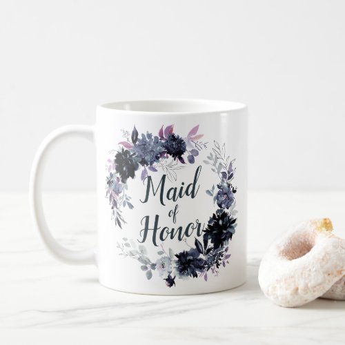 Nocturnal Floral Wreath Chic Maid of Honor Coffee Mug