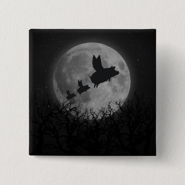 nocturnal flying pig family pinback button (Front)