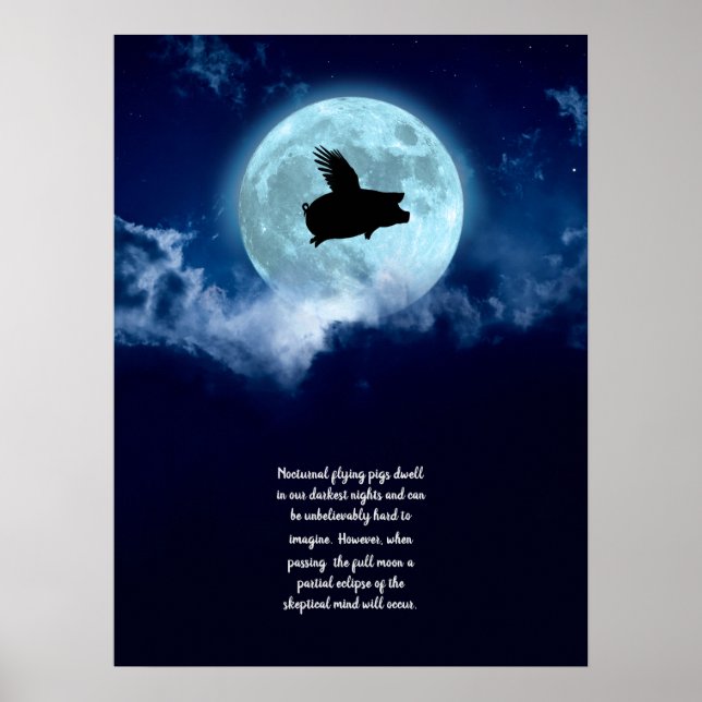 Nocturnal Flying Pig Poster (Front)