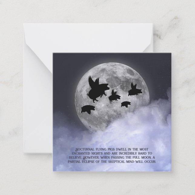Nocturnal Flying Pigs Note Card (Front)