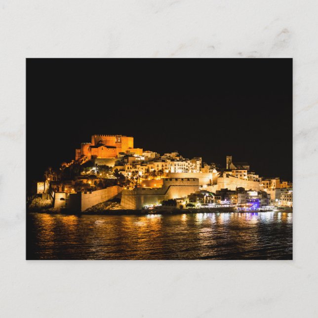 Nocturnal illumination of the castle of Peniscola Postcard (Front)