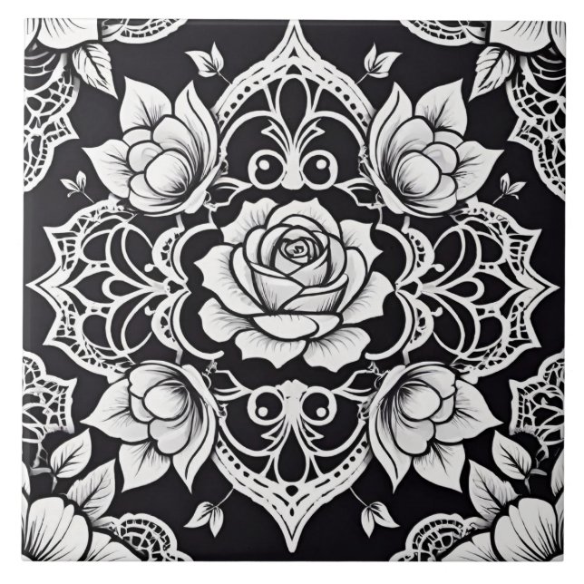 Nocturnal Lace  Ceramic Tile (Front)