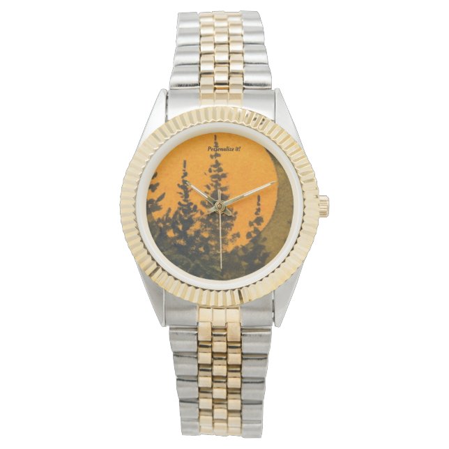 Nocturnal landscape "Hunter's Moon", mountain pine Watch (Front)