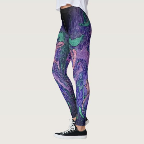 Nocturnal Prowl Abstract Pour Leggings
