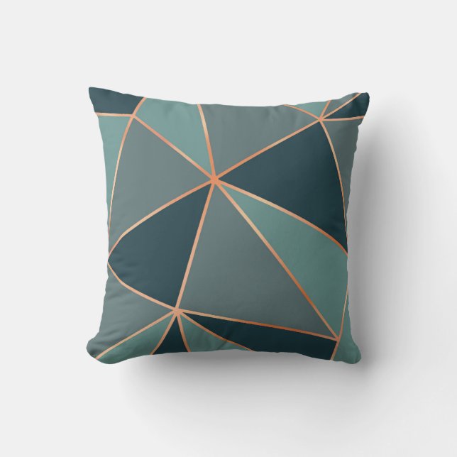 Nocturne Blue Aegean Teal American River Rose Gold Throw Pillow (Front)