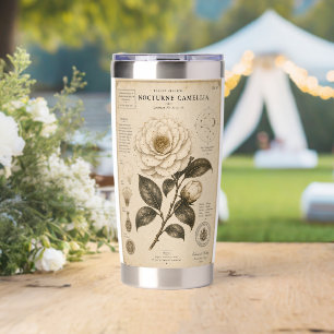 Nocturne Camellia Victorian Botanical Museum Print Insulated Tumbler