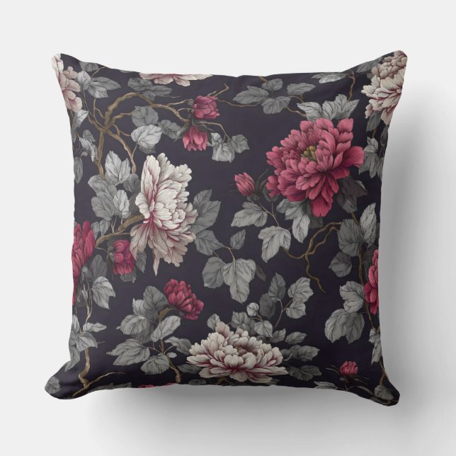 Nocturne in Bloom Decorative Throw Pillow (Front)