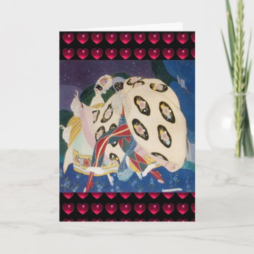 NOCTURNE WITH MASKS Art Deco Valentines Day Heart Holiday Card