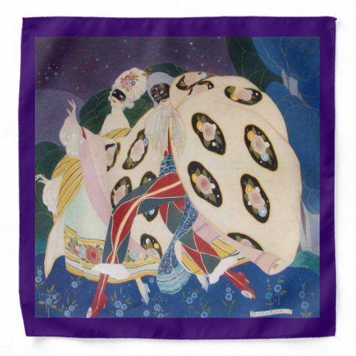 NOCTURNE WITH MASKS  Art Deco Venetian Masquerade Bandana