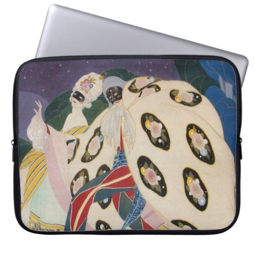 NOCTURNE WITH MASKS  Art Deco Venetian Masquerade Laptop Sleeve