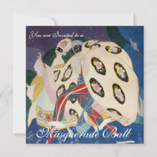 NOCTURNE WITH MASKS ,MARDI GRAS MASQUERADE BALL INVITATION