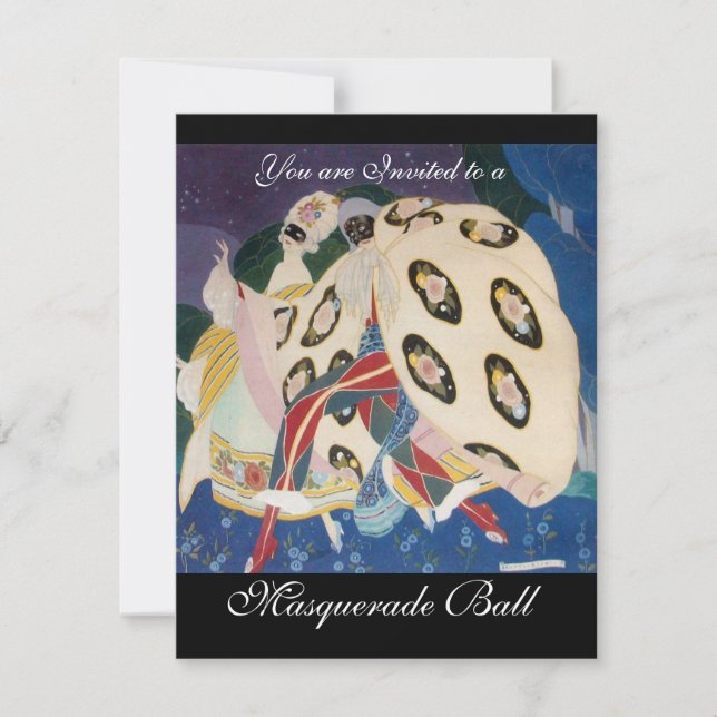 NOCTURNE WITH MASKS ,MARDI GRAS MASQUERADE BALL INVITATION (Front)