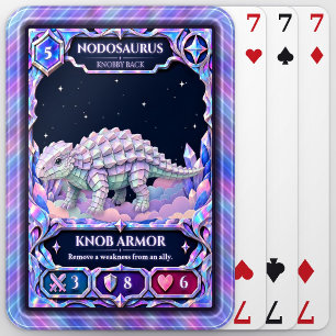 Nodosaurus Dinosaur, Rainbow Foil Art Poker Cards