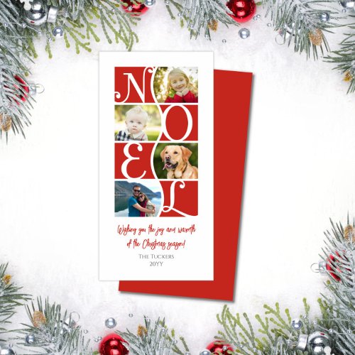 NOEL 4_Photo Red and White Christmas Holiday Card