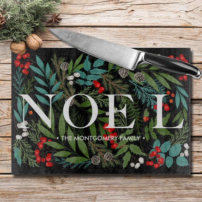NOEL and Greenery on Black Cutting Board (Creator Uploaded)
