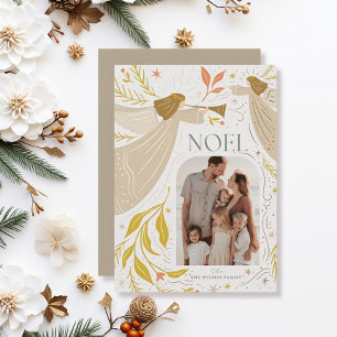 NOEL Angels Cream 2 Photo Christmas Holiday Card