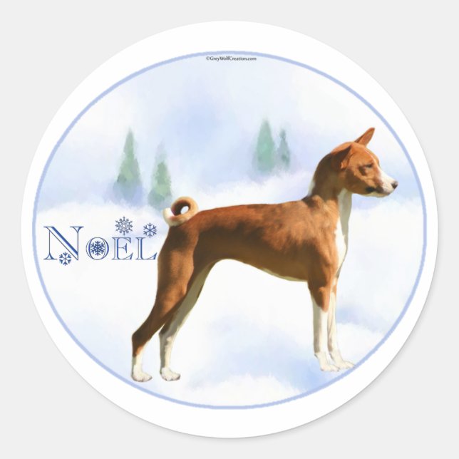Noel Basenji Stickers (Front)