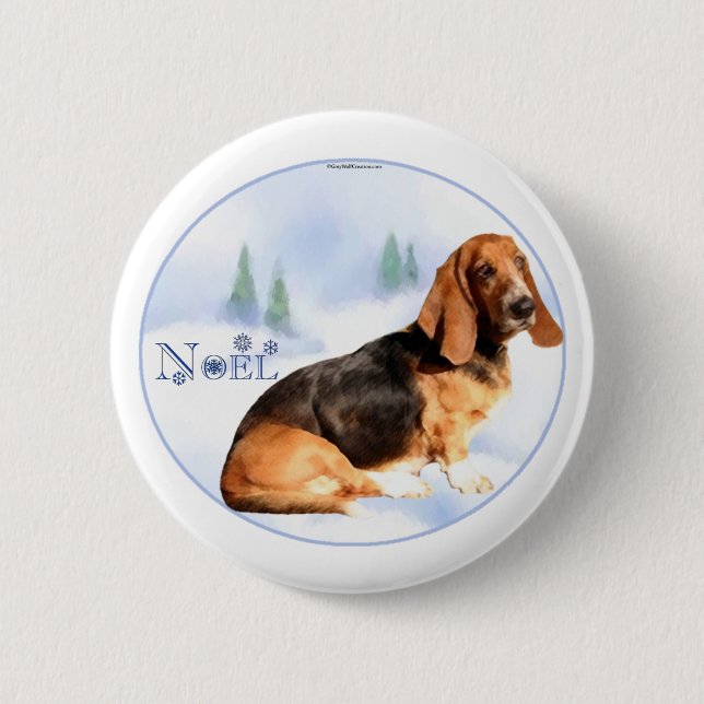Noel Basset Hound Button (Front)