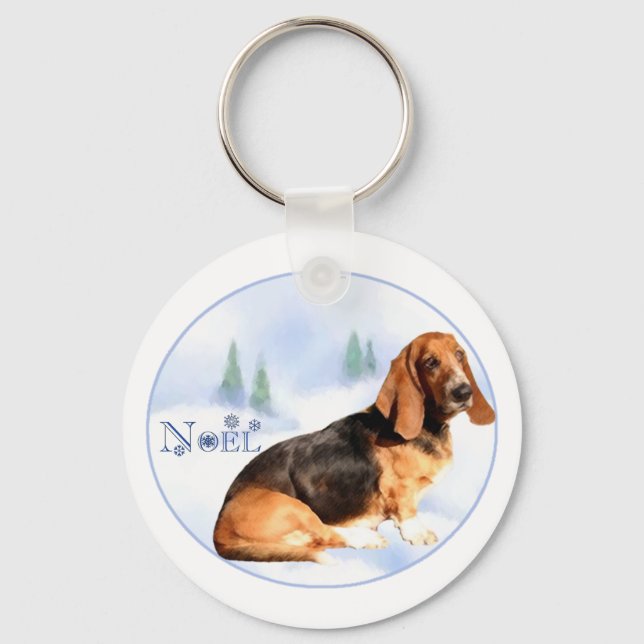Noel Basset Hound Keychain (Front)