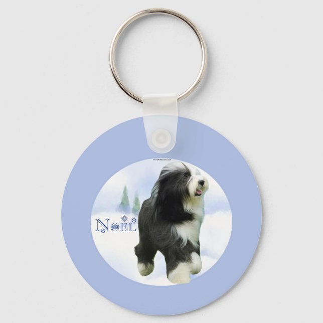 Noel Bearded Collie Keychain (Front)