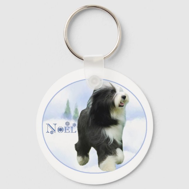 Noel Bearded Collie Keychain (Front)