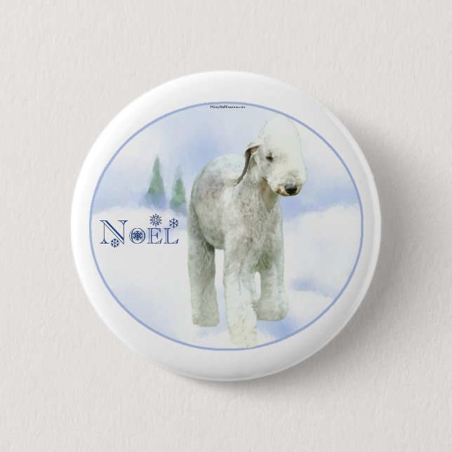 Noel Bedlington Terrier Pinback Button (Front)