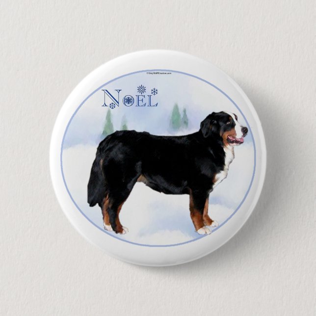 Noel Bernese Mountain Dog - Customized Button (Front)