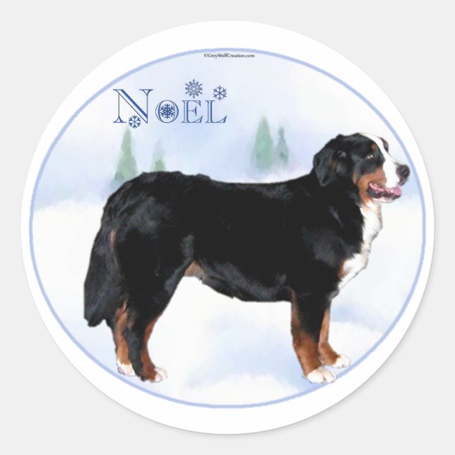 Noel Bernese Mountain Dog - Customized Classic Round Sticker (Front)