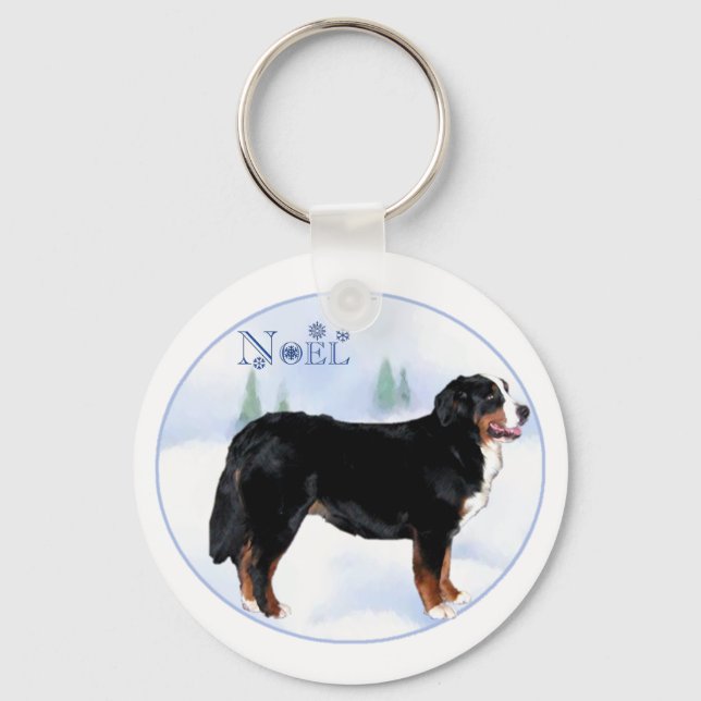 Noel Bernese Mountain Dog - Customized Keychain (Front)