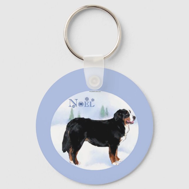 Noel Bernese Mountain Dog - Customized Keychain (Front)