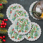NOEL Berries and Greenery Christmas Paper Coaster<br><div class="desc">The word NOEL among winter leaves and berries on a gray background (or any color),  these paper coasters are elegant for any holiday Christmas occasion. MATCHING items in our store.</div>