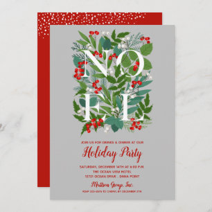 NOEL Berries Greenery Christmas Party Invitations