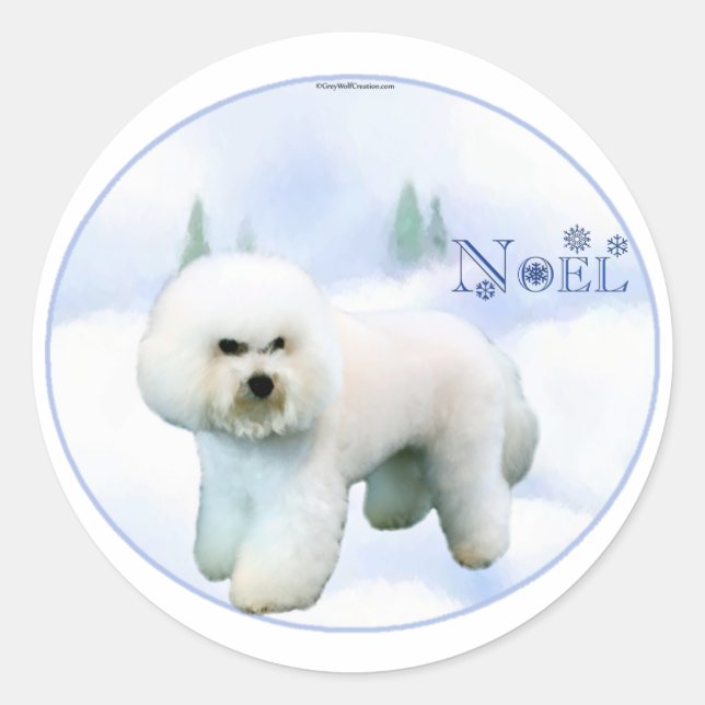 Noel Bichon Frise - Customized Classic Round Sticker (Front)