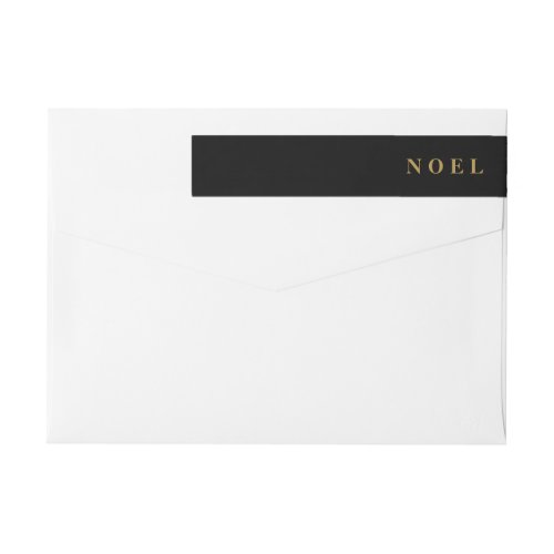 Noel Black and Gold  Christmas Return Address Wrap Around Label