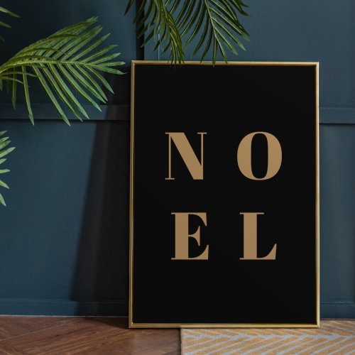 Noel Black and Gold  Trendy Stylish Christmas Poster