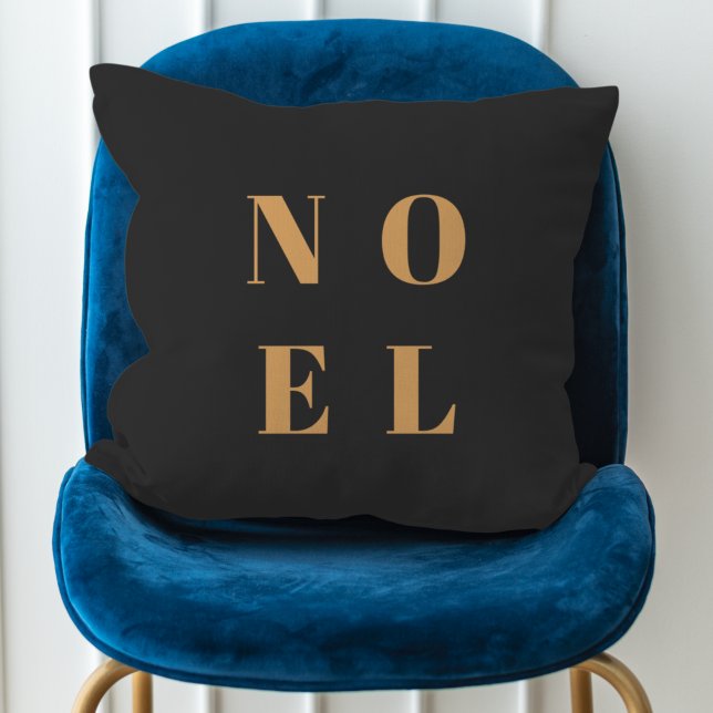 Noel Black and Gold | Trendy Stylish Christmas Throw Pillow (Creator Uploaded)
