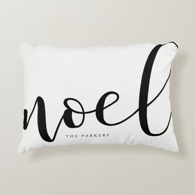 Noel | Black and White Christmas Accent Pillow (Front)