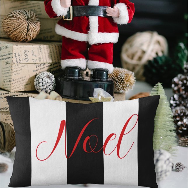 Noel Black & White Holiday Lumbar Pillow (Creator Uploaded)