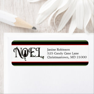 Noel Cat Holiday Return Address Labels