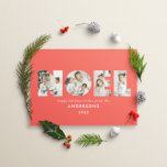 Noel Christmas bold modern 4 photo simple Holiday<br><div class="desc">Colorful bright fun Noel Christmas typography 4 photo holiday design. Red,  green,  navy blue and pink colorways available.</div>