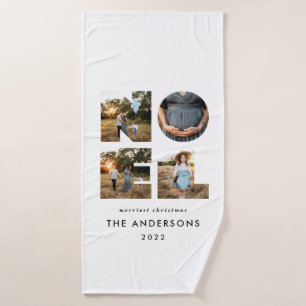 Noel Christmas bold modern 4 photo simple Holiday Bath Towel
