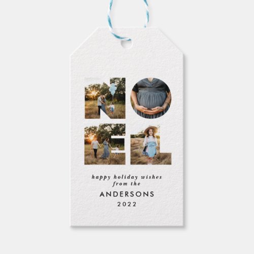 Noel Christmas bold modern 4 photo simple Holiday Gift Tags