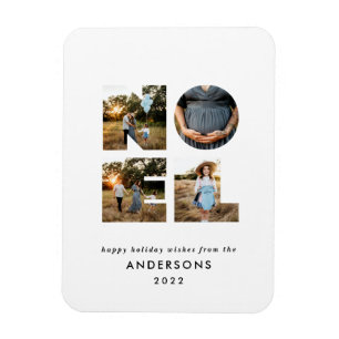 Noel Christmas bold modern 4 photo simple Holiday Magnet